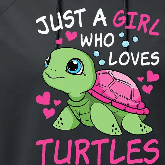 Just A Girl Who Loves Turtles Ocean Animal Cute Sea Turtle Performance Fleece Hoodie