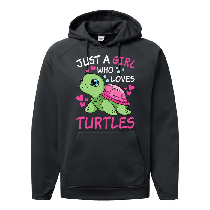 Just A Girl Who Loves Turtles Ocean Animal Cute Sea Turtle Performance Fleece Hoodie