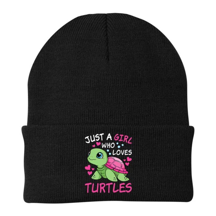 Just A Girl Who Loves Turtles Ocean Animal Cute Sea Turtle Knit Cap Winter Beanie