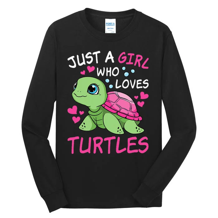 Just A Girl Who Loves Turtles Ocean Animal Cute Sea Turtle Tall Long Sleeve T-Shirt