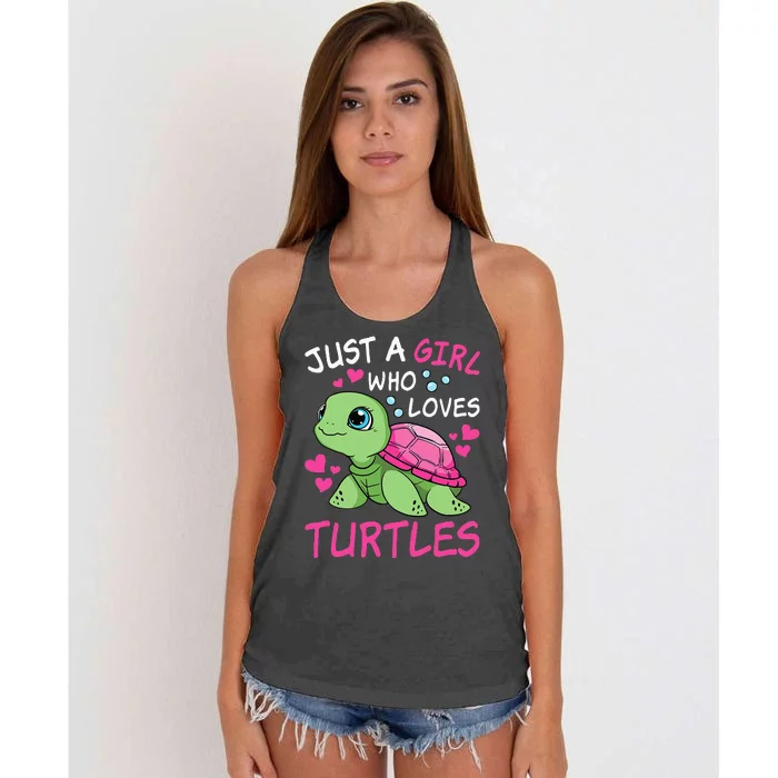 Just A Girl Who Loves Turtles Ocean Animal Cute Sea Turtle Women's Knotted Racerback Tank