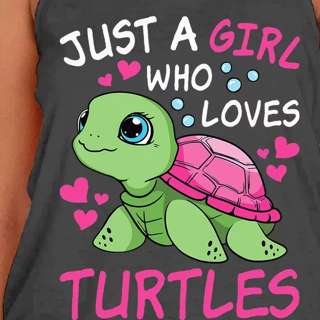 Just A Girl Who Loves Turtles Ocean Animal Cute Sea Turtle Women's Knotted Racerback Tank