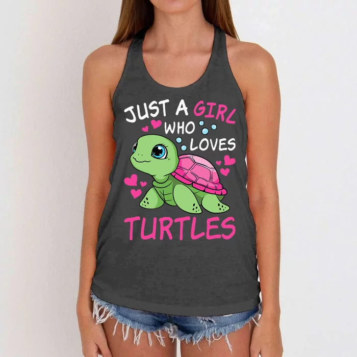 Just A Girl Who Loves Turtles Ocean Animal Cute Sea Turtle Women's Knotted Racerback Tank