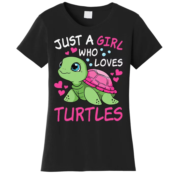 Just A Girl Who Loves Turtles Ocean Animal Cute Sea Turtle Women's T-Shirt