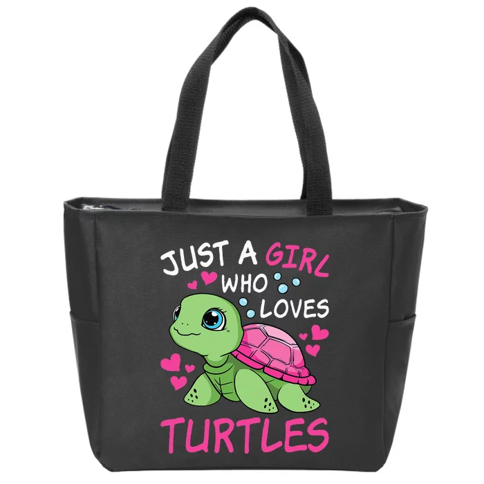 Just A Girl Who Loves Turtles Ocean Animal Cute Sea Turtle Zip Tote Bag