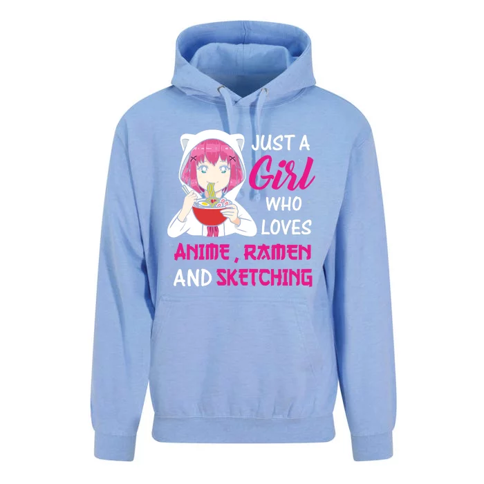 Just A Girl Who Loves Anime Ra And Sketching Teen Girl Unisex Surf Hoodie