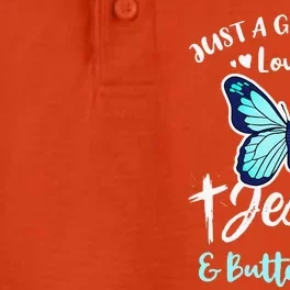 Just A Girl Who Loves Jesus And Butterflies Dry Zone Grid Performance Polo