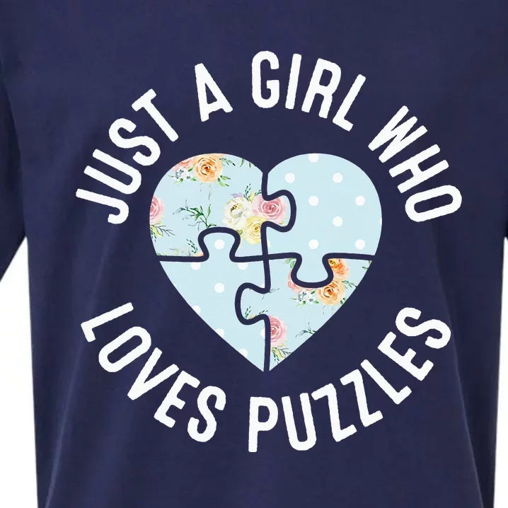 Just A Girl Who Loves Puzzles Jigsaw Puzzle Sueded Cloud Jersey T-Shirt