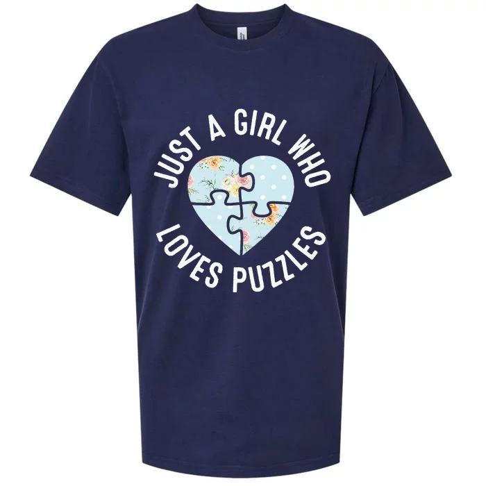 Just A Girl Who Loves Puzzles Jigsaw Puzzle Sueded Cloud Jersey T-Shirt