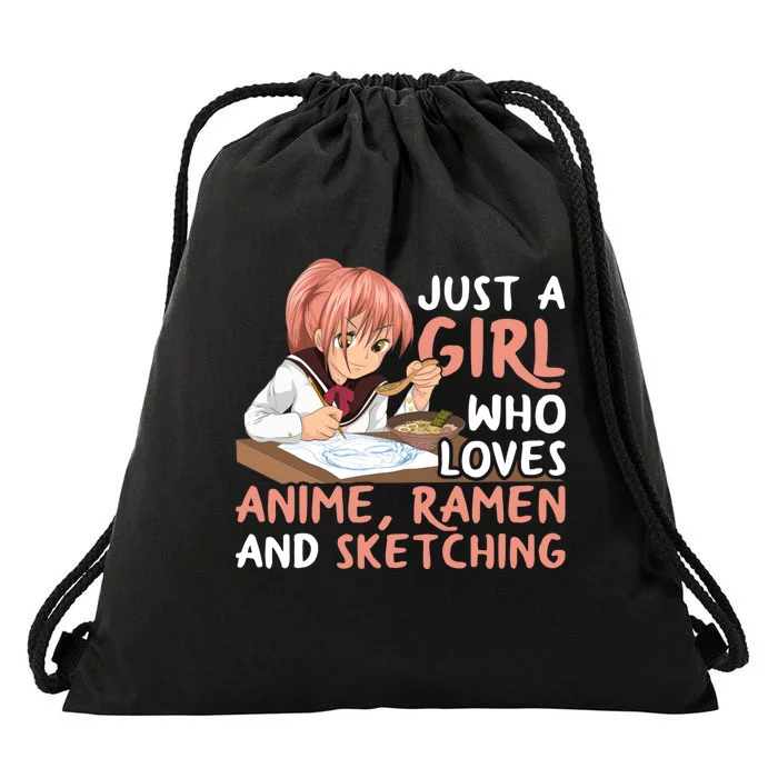 Just A Girl Who Loves Anime Ra And Sketching Japan Anime Drawstring Bag