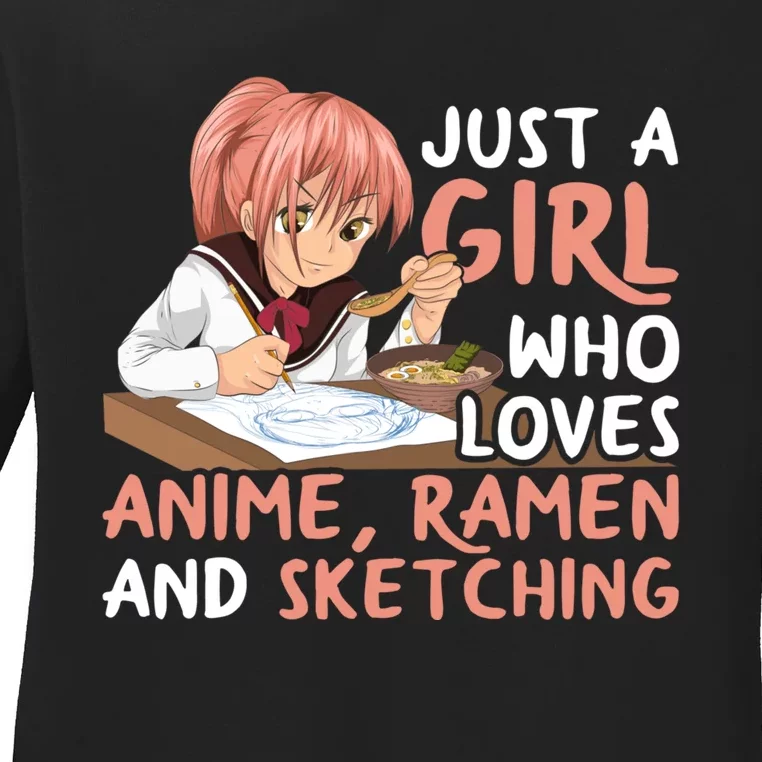 Just A Girl Who Loves Anime Ra And Sketching Japan Anime Ladies Long Sleeve Shirt