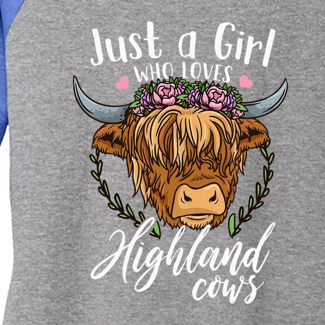 Just A Girl Who Loves Highland Cows Women's Tri-Blend 3/4-Sleeve Raglan Shirt