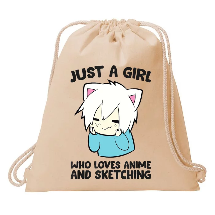 Just a Girl Who Loves Anime And Sketching Love Animes Drawstring Bag