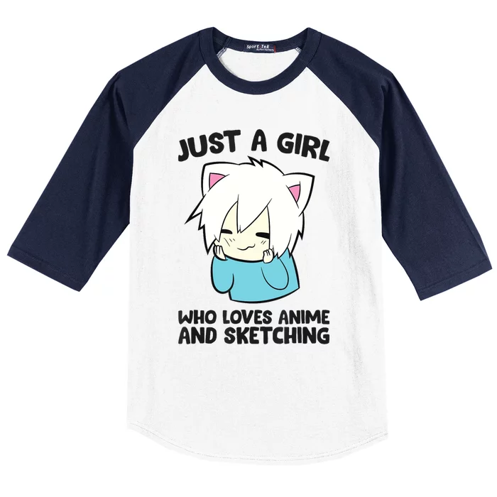 Just a Girl Who Loves Anime And Sketching Love Animes Baseball Sleeve Shirt