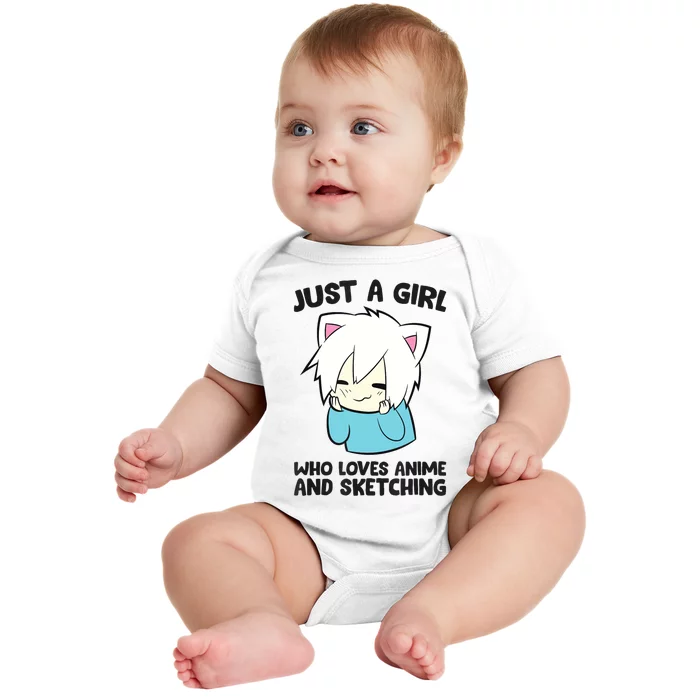 Just a Girl Who Loves Anime And Sketching Love Animes Baby Bodysuit