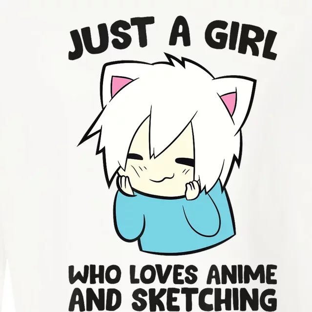 Just a Girl Who Loves Anime And Sketching Love Animes Cropped Pullover Crew