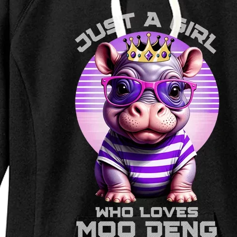 Just A Girl Who Loves Moo Deng Baby Pypmy Hippo Women's Fleece Hoodie