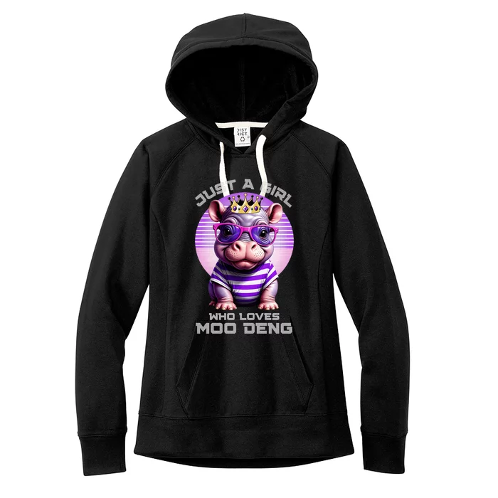 Just A Girl Who Loves Moo Deng Baby Pypmy Hippo Women's Fleece Hoodie