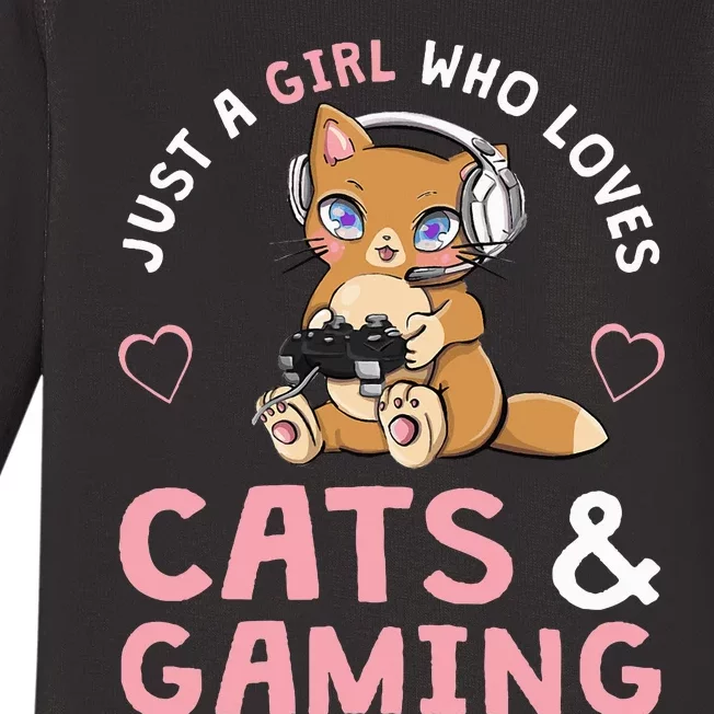 Just A Girl Who Loves Cats And Gaming Baby Long Sleeve Bodysuit