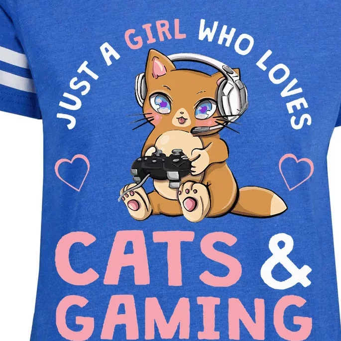 Just A Girl Who Loves Cats And Gaming Enza Ladies Jersey Football T-Shirt