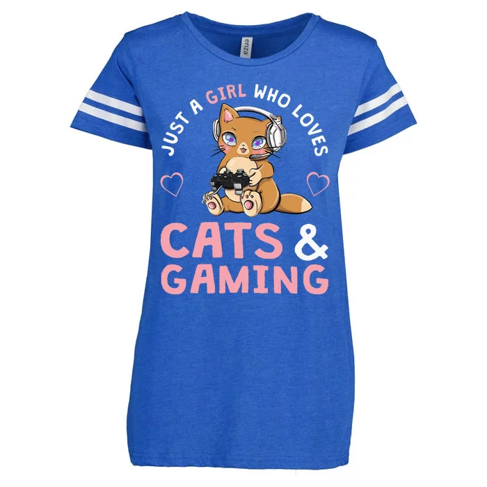 Just A Girl Who Loves Cats And Gaming Enza Ladies Jersey Football T-Shirt