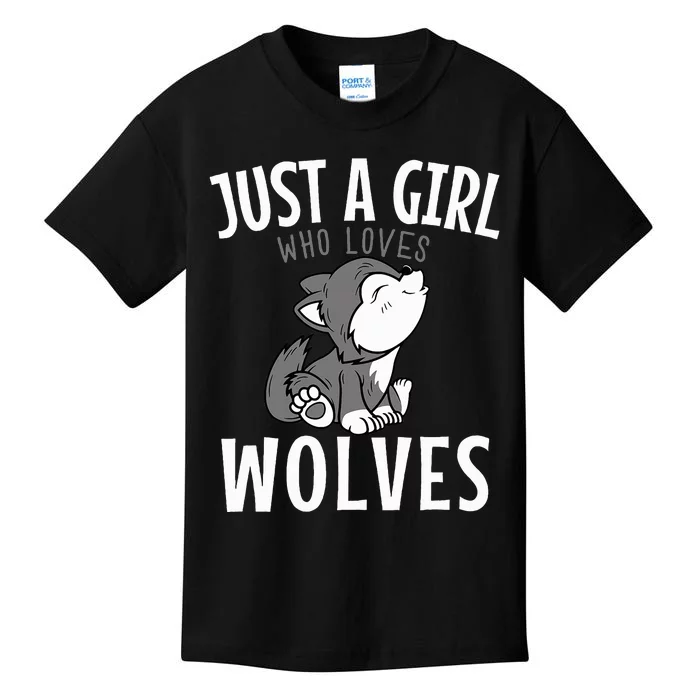 Just A Girl Who Loves Wolves Funny Wolf Doglike Lover Outfit Kids T-Shirt