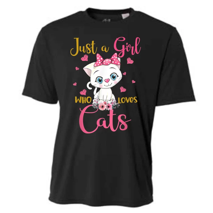 Just A Girl Who Loves Cats Cute Cat Lover Cooling Performance Crew T-Shirt