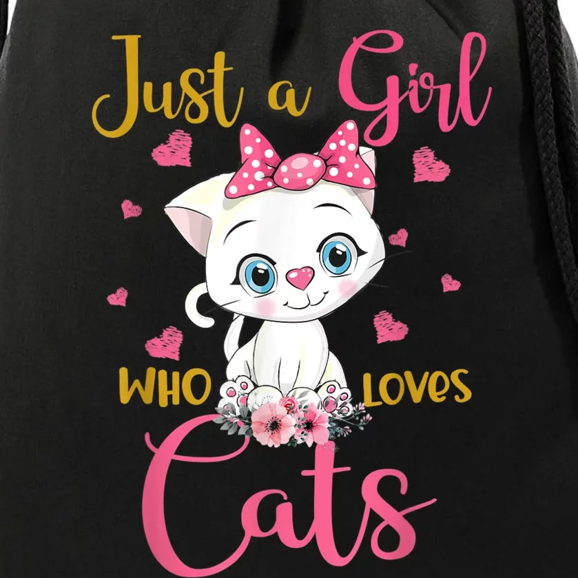 Just A Girl Who Loves Cats Cute Cat Lover Drawstring Bag