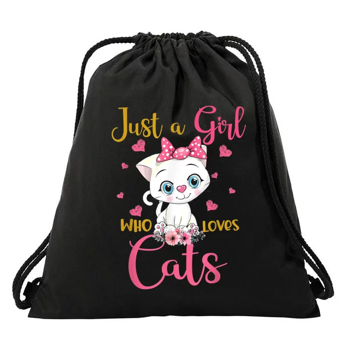 Just A Girl Who Loves Cats Cute Cat Lover Drawstring Bag