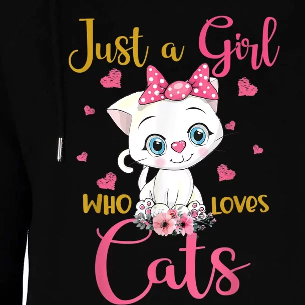 Just A Girl Who Loves Cats Cute Cat Lover Womens Funnel Neck Pullover Hood