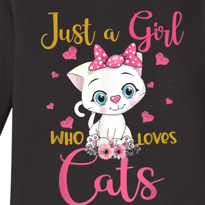 Just A Girl Who Loves Cats Cute Cat Lover Baby Long Sleeve Bodysuit