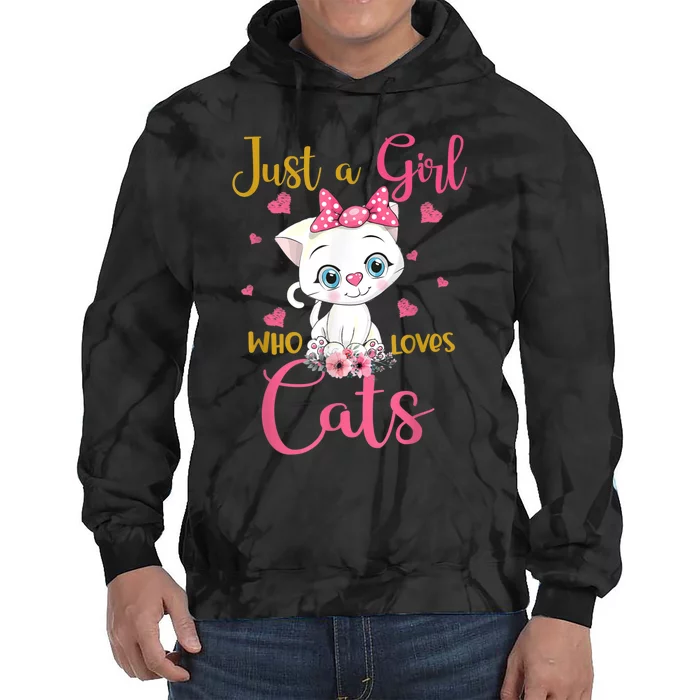 Just A Girl Who Loves Cats Cute Cat Lover Tie Dye Hoodie