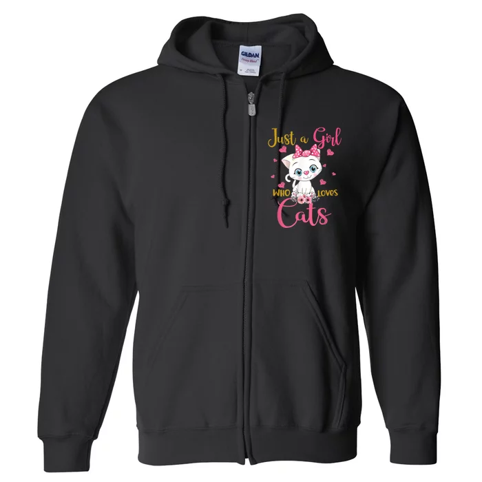 Just A Girl Who Loves Cats Cute Cat Lover Full Zip Hoodie