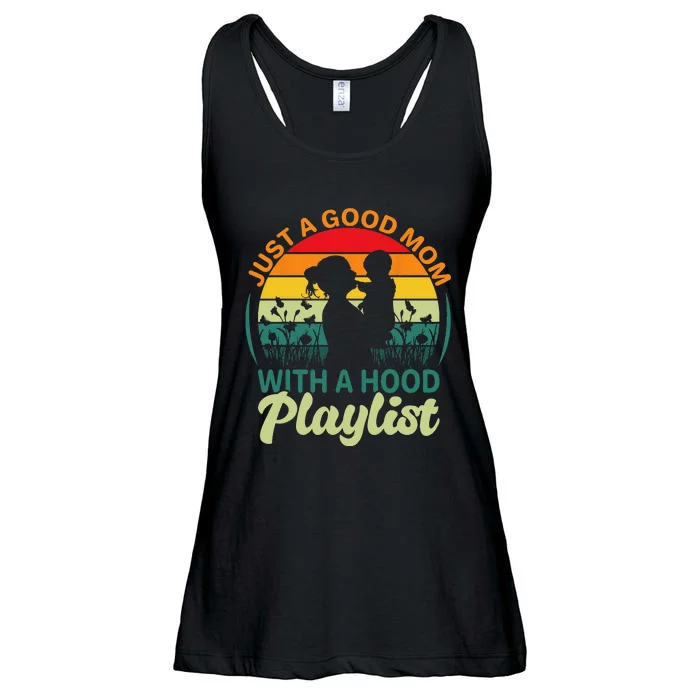 just a good mom with a hood playlist for lovers Mothers Day Ladies Essential Flowy Tank