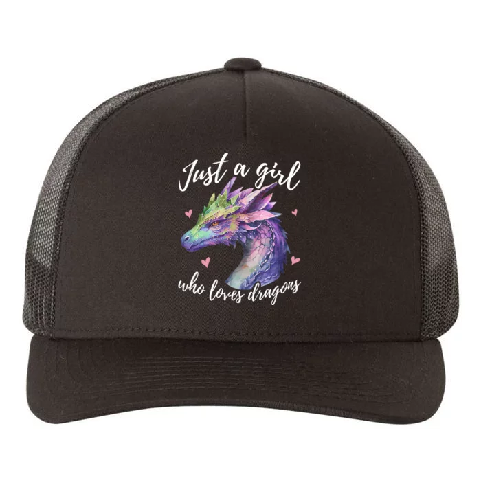 Just A Girl Who Loves Dragons Cute Dragon Watercolor Art Yupoong Adult 5-Panel Trucker Hat