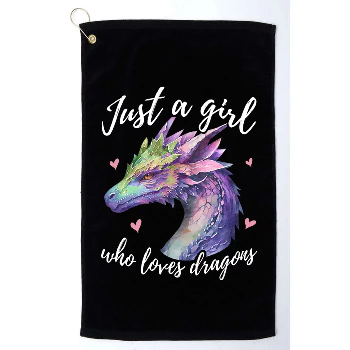 Just A Girl Who Loves Dragons Cute Dragon Watercolor Art Platinum Collection Golf Towel