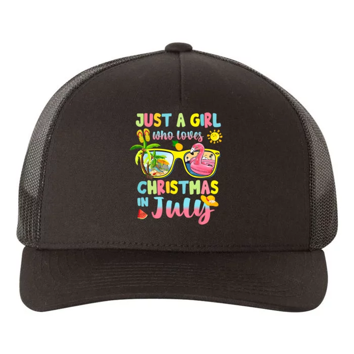 Just A Girl Who Loves Christmas In July Sunglasses Flamingo Design Yupoong Adult 5-Panel Trucker Hat