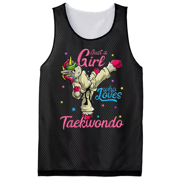 Just A Girl Who Loves Taekwondo Unicorn Tae Kwon Do Gift Mesh Reversible Basketball Jersey Tank