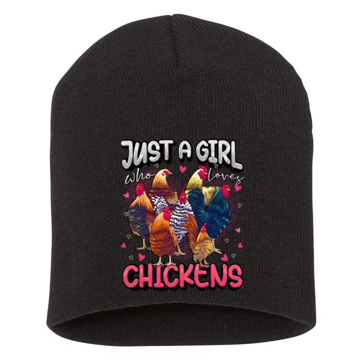 Just A Girl Who Loves Chickens Cute Chicken Lover Farmers Short Acrylic Beanie