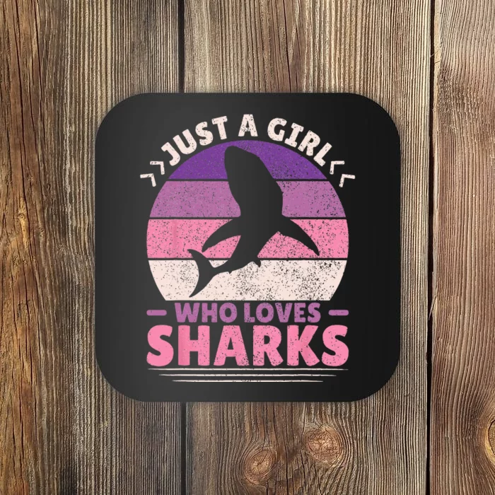 Just A Girl Who Loves Sharks Lover Shark Stuff Funny Shark Coaster