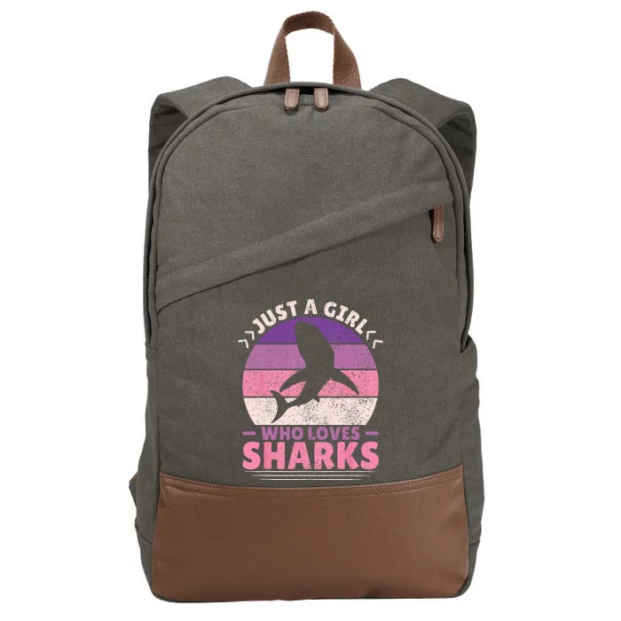 Just A Girl Who Loves Sharks Lover Shark Stuff Funny Shark Cotton Canvas Backpack