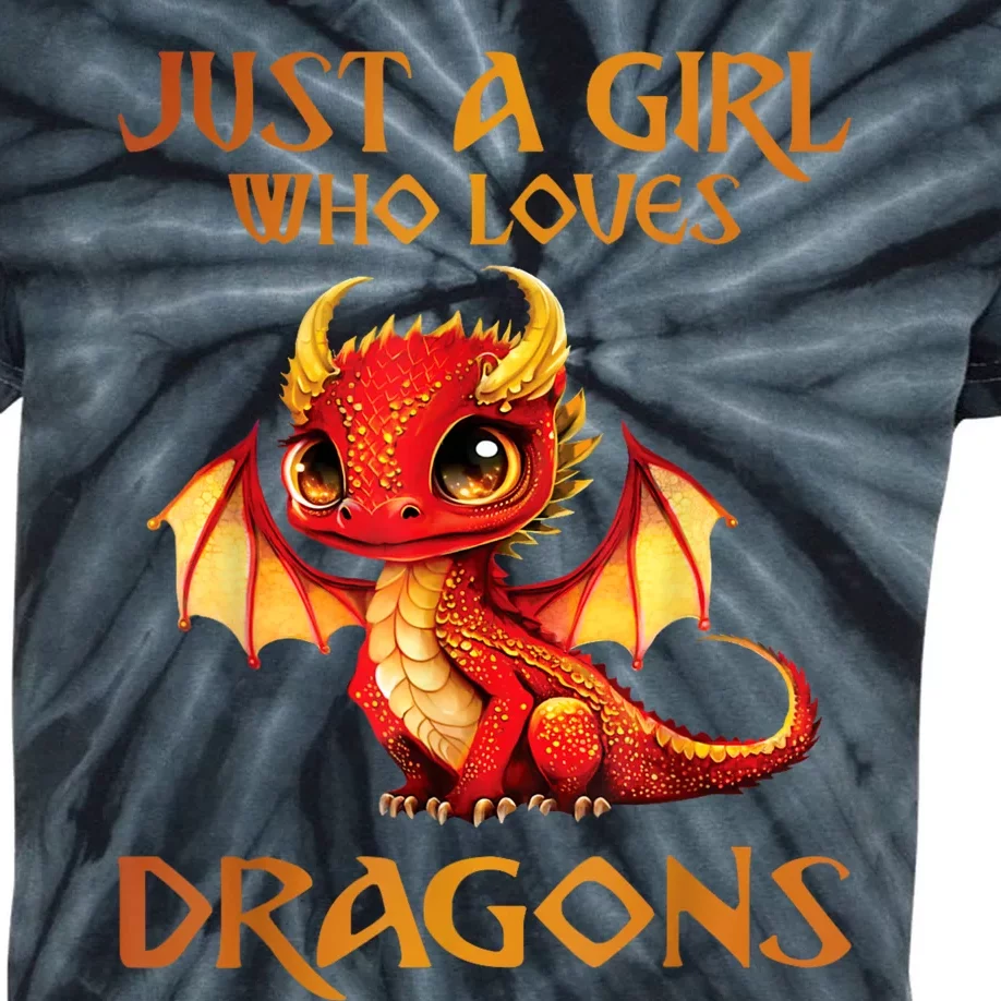 Just A Girl Who Loves Dragons Kids Tie-Dye T-Shirt