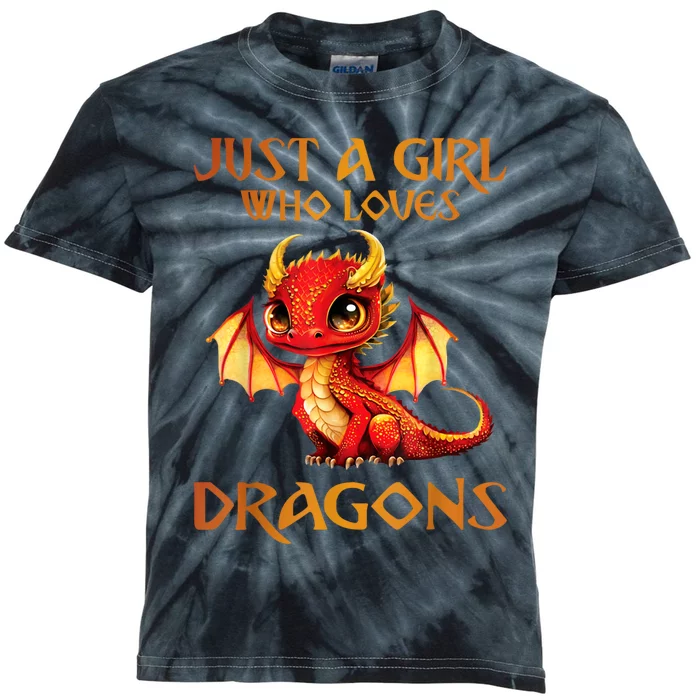 Just A Girl Who Loves Dragons Kids Tie-Dye T-Shirt