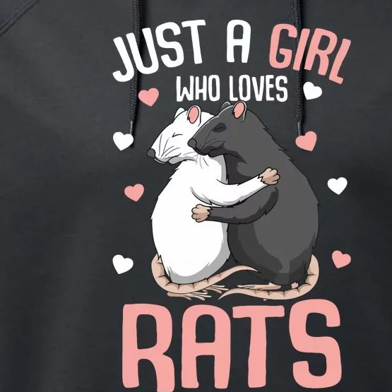 Just A Girl Who Loves Rats Girl Women Rat Lover Performance Fleece Hoodie