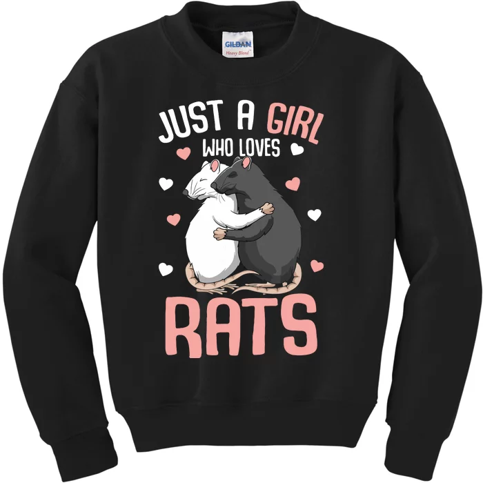 Just A Girl Who Loves Rats Girl Women Rat Lover Kids Sweatshirt