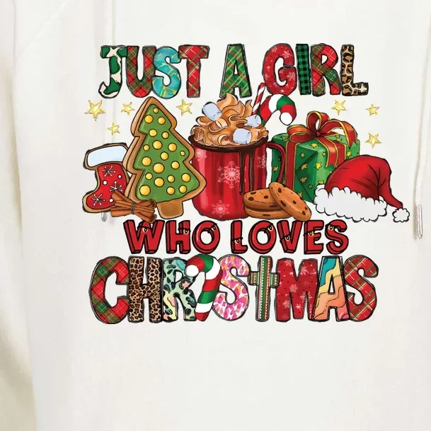 Just A Girl Who Loves Christmas Womens Funnel Neck Pullover Hood