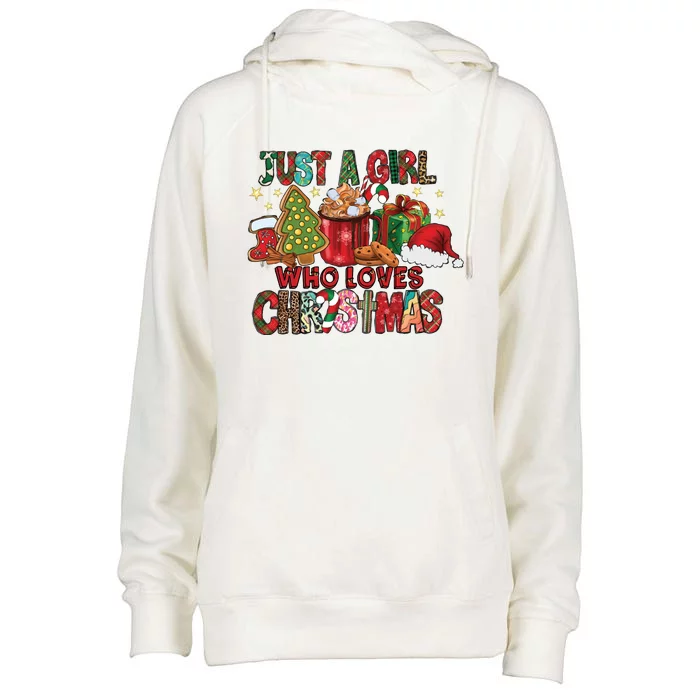 Just A Girl Who Loves Christmas Womens Funnel Neck Pullover Hood