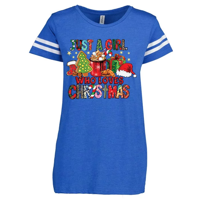 Just A Girl Who Loves Hot Cocoa Funny Christmas Enza Ladies Jersey Football T-Shirt