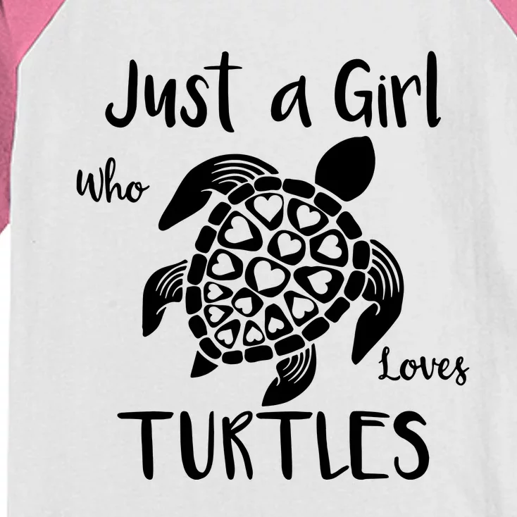 Just A Girl Who Loves Turtles Kids Colorblock Raglan Jersey