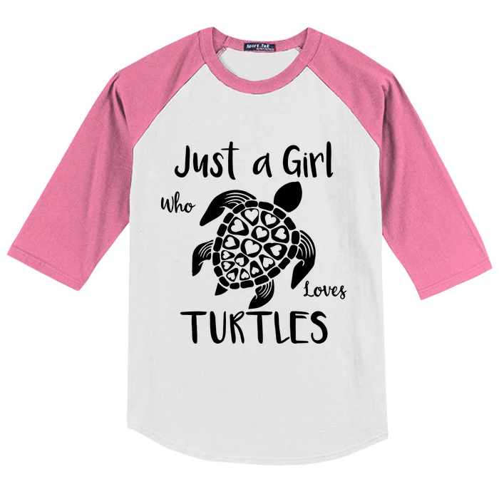 Just A Girl Who Loves Turtles Kids Colorblock Raglan Jersey